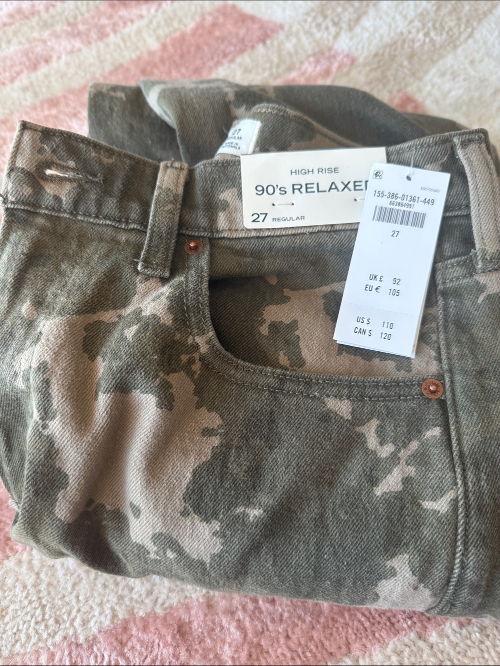 Abercrombie & Fitch High Rise 90's Relaxed Camouflage Jeans - Olive & Tan